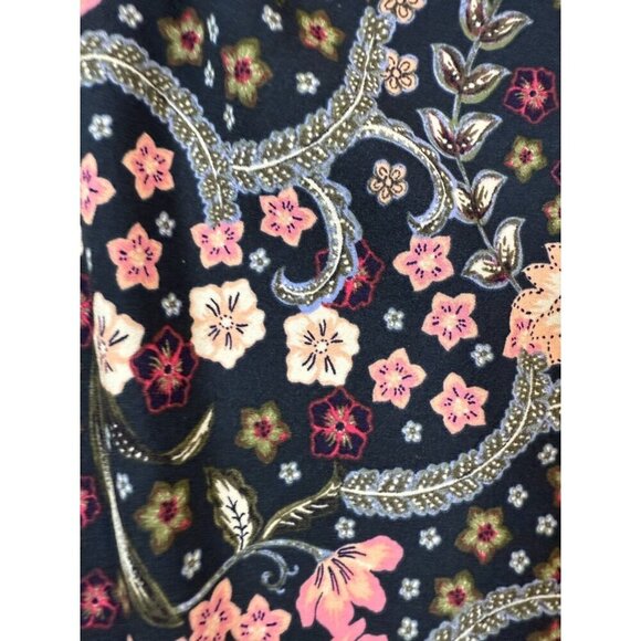 Loft Blouse Top Womens Large Multi Floral Bloom Twist Bubble Sleeve Keyhole Back - Picture 3 of 7